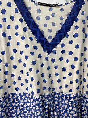 Gudrun Sjöden Cream and Cobalt Blue Polka V-Neck Tunic